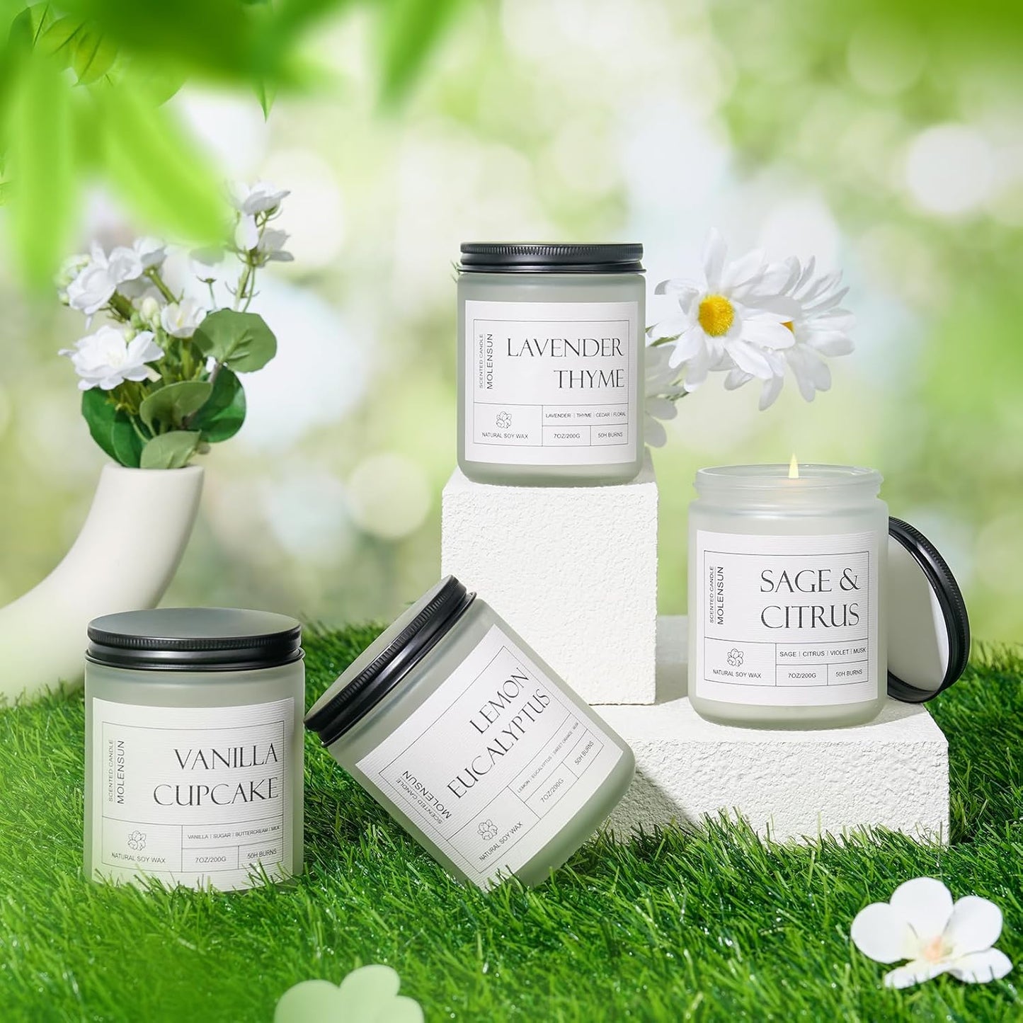 Sage &Citrus Scented Candles, Mother's Day Gifts, Aromatherapy Jar Candle, 7 oz Long Lasting Candles, Soy Wax Candle Gift for Women