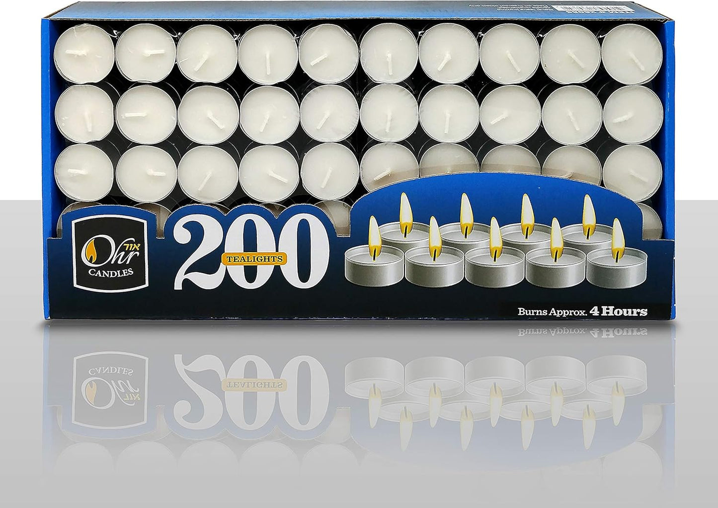 OHR CANDLES Tealight Candles - 200 Pack Bulk Tea Lights Candles - White Tealights Unscented - 4 Hour Burn Time