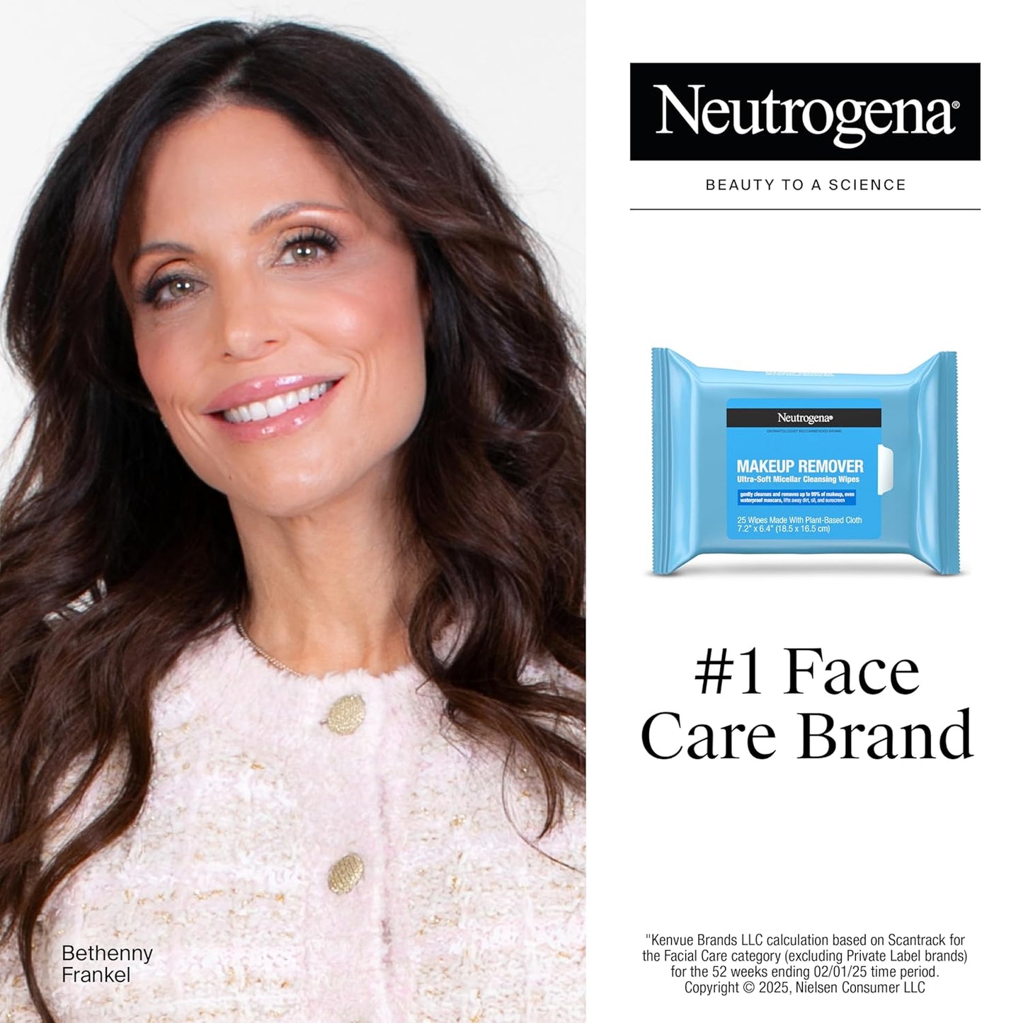 Neutrogena Makeup Remover Wipes, Daily Facial Cleanser Towelettes, Gently Cleanse and Remove Oil & Makeup, Alcohol-Free Makeup Wipes, 2 x 25 ct