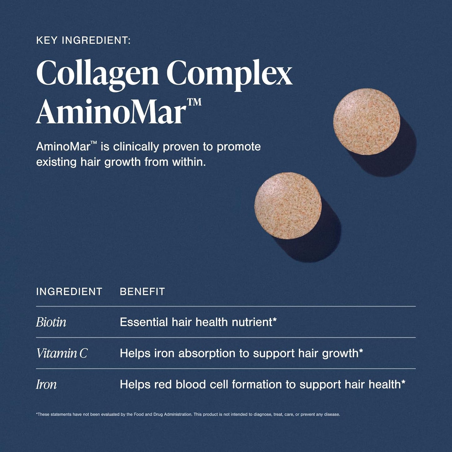 Collagen complex supplement with AminoMar on a blue background