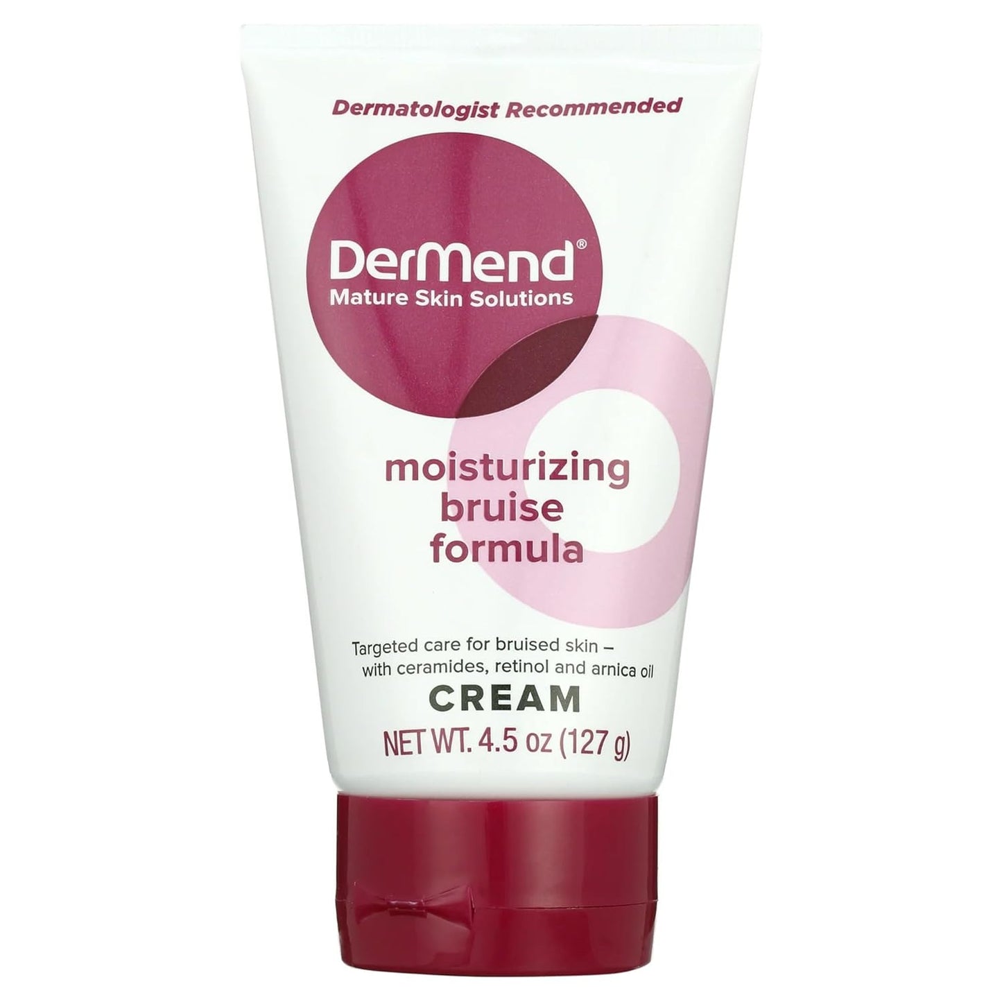 Dermend moisturizing bruise formula cream tube on a white background