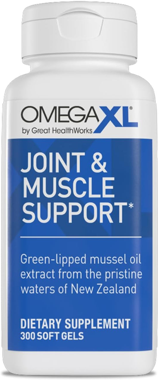 Omega XL Joint & Muscle Support supplement bottle on a white background