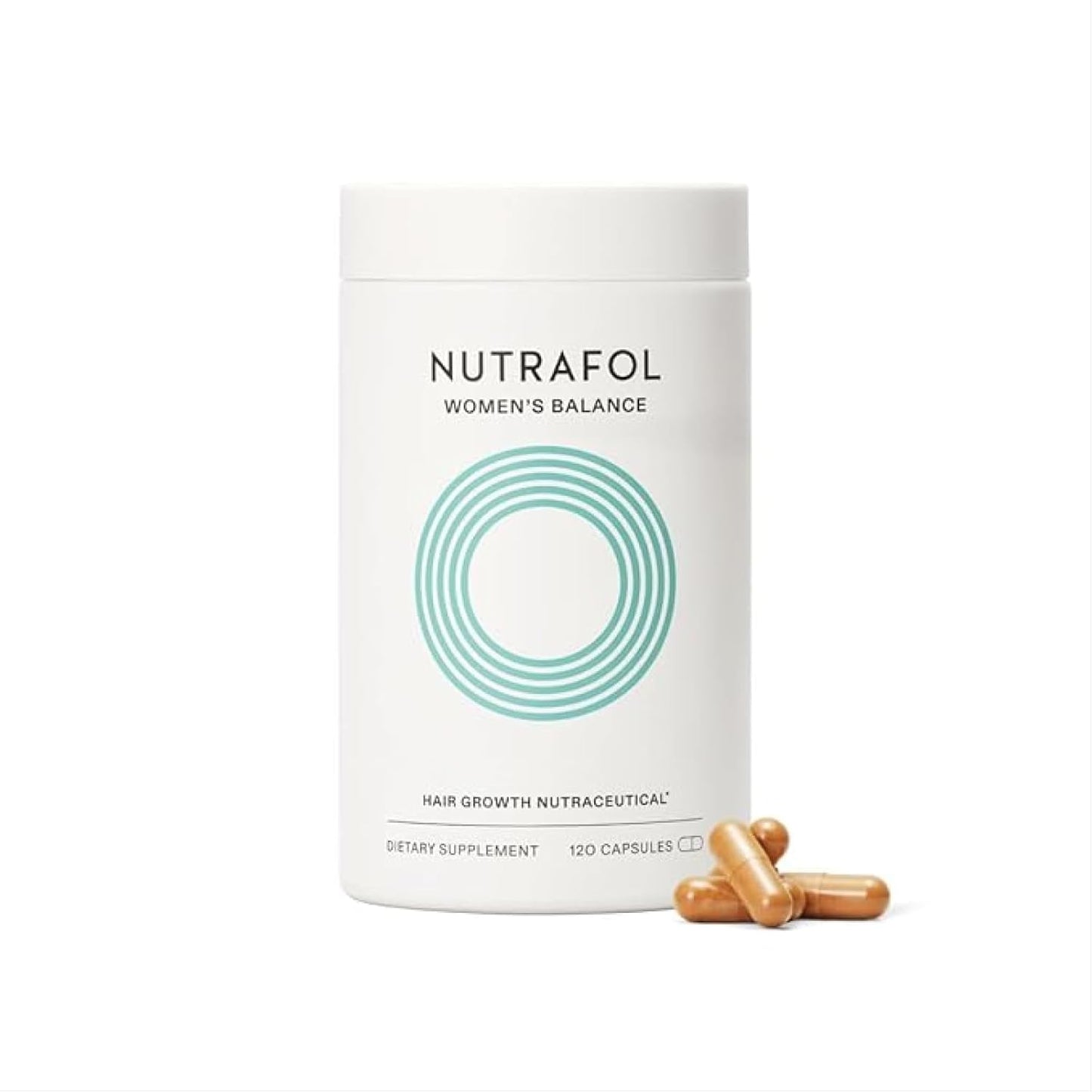Nutrafol Women's Balance dietary supplement container with capsules on a white background