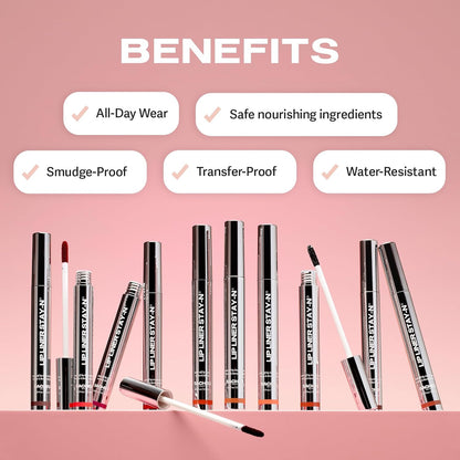 Sacheu Lip Liner Stay-N Peel Off Lip Stain — Long Lasting Matte Lip Tattoo Transfer Proof Lipstain Infused with Hyaluronic Acid & Vitamin E for All Skin Types — Vegan & Cruelty-Free, p-INKED