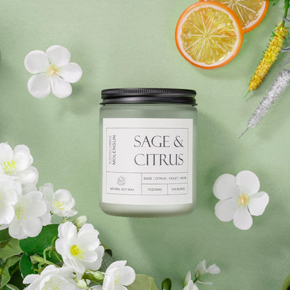 Sage &Citrus Scented Candles, Mother's Day Gifts, Aromatherapy Jar Candle, 7 oz Long Lasting Candles, Soy Wax Candle Gift for Women