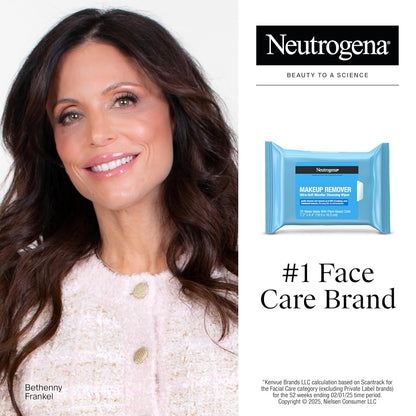 Neutrogena Makeup Remover Wipes, Daily Facial Cleanser Towelettes, Gently Cleanse and Remove Oil & Makeup, Alcohol-Free Makeup Wipes, 2 x 25 ct