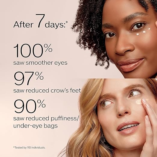 Advertisement showing two women with text about skincare product results after 7 days.