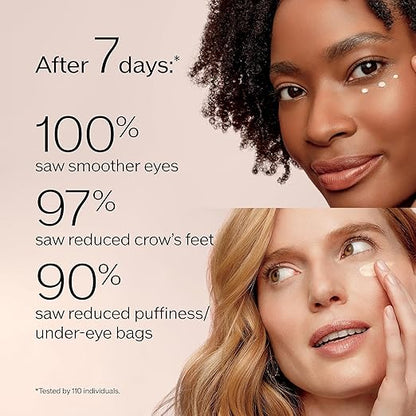 Advertisement showing two women with text about skincare product results after 7 days.