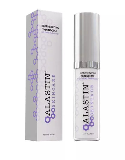 Alastin skincare regenerating skin nectar bottle and packaging on a white background