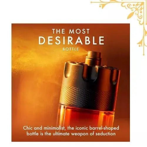 Barrel-shaped bottle with text on an orange background