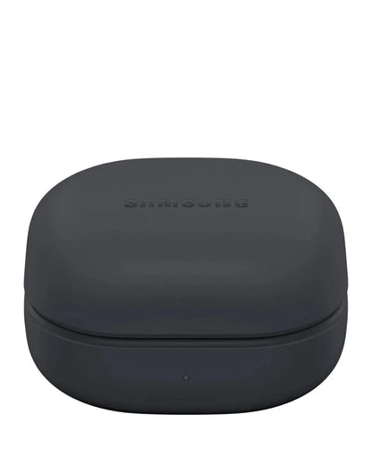 Black earbud case with 'Samsung' branding on a white background