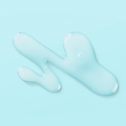 Blue liquid droplets on a light blue background