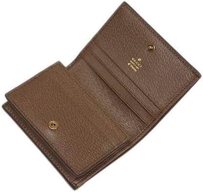 Brown leather wallet with Gucci logo on a white background