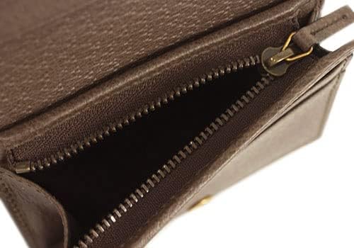 Brown leather wallet with a zipper on a white background