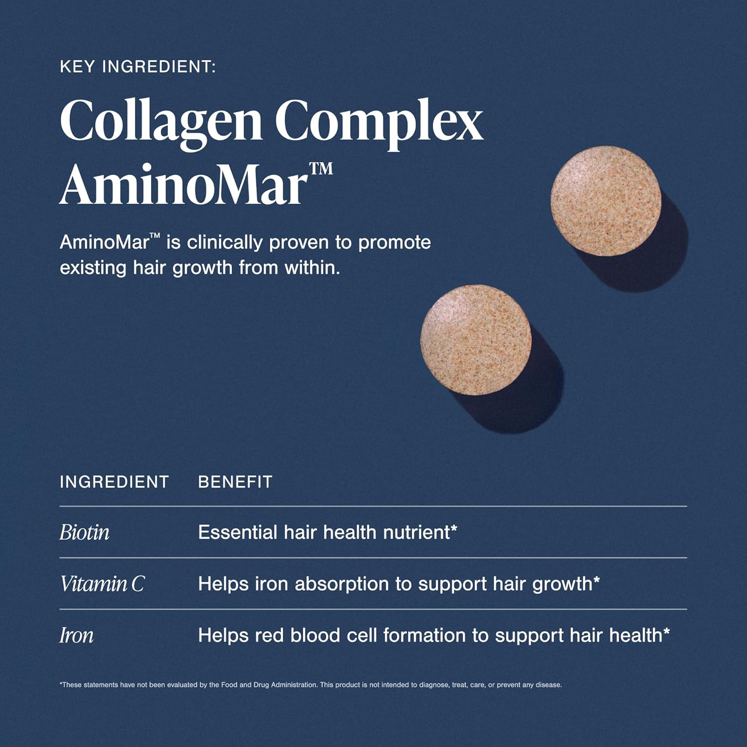 Collagen complex supplement with AminoMar on a blue background