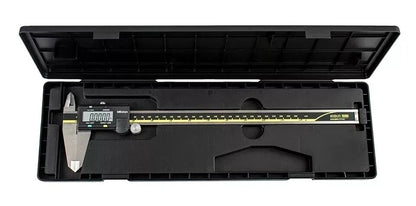 Digital caliper in a black case on a white background