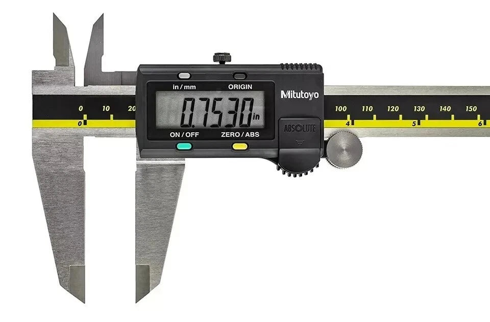Digital caliper with electronic display on a white background