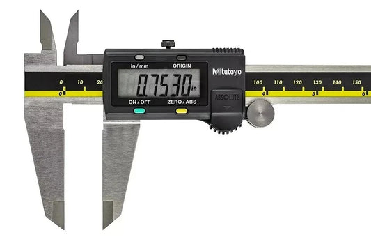 Digital caliper with electronic display on a white background