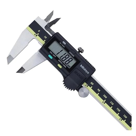 Digital vernier caliper with electronic display on a white background