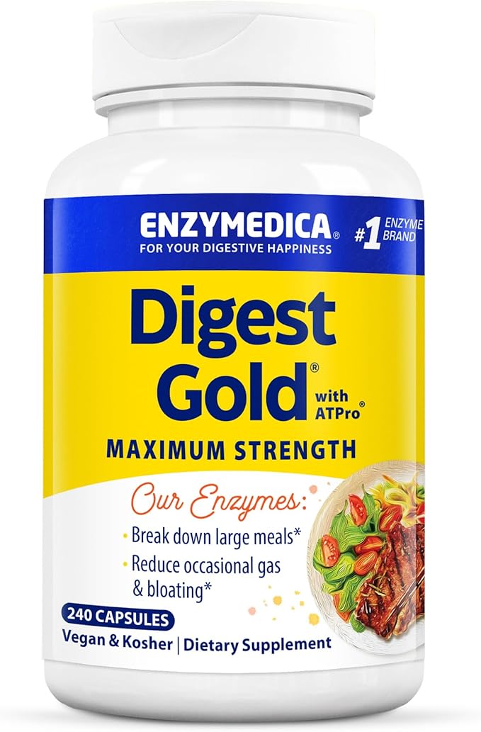 Enzymedica Digest Gold Maximum Strength supplement bottle on a white background