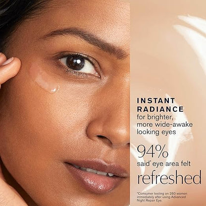 Close‑up of Estée Lauder Advanced Night Repair Eye Supercharged Gel‑Cream texture and jar