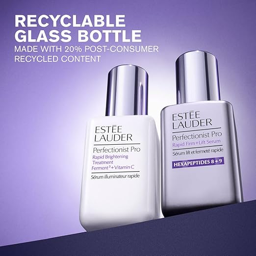 Estée Lauder Perfectionist Pro and companion serum shown on purple background