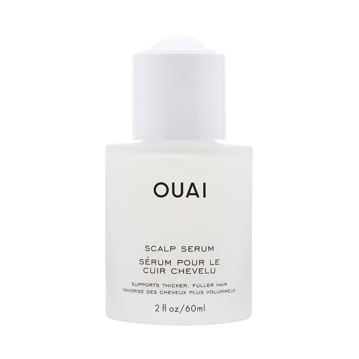 OUAI scalp serum bottle on a white background