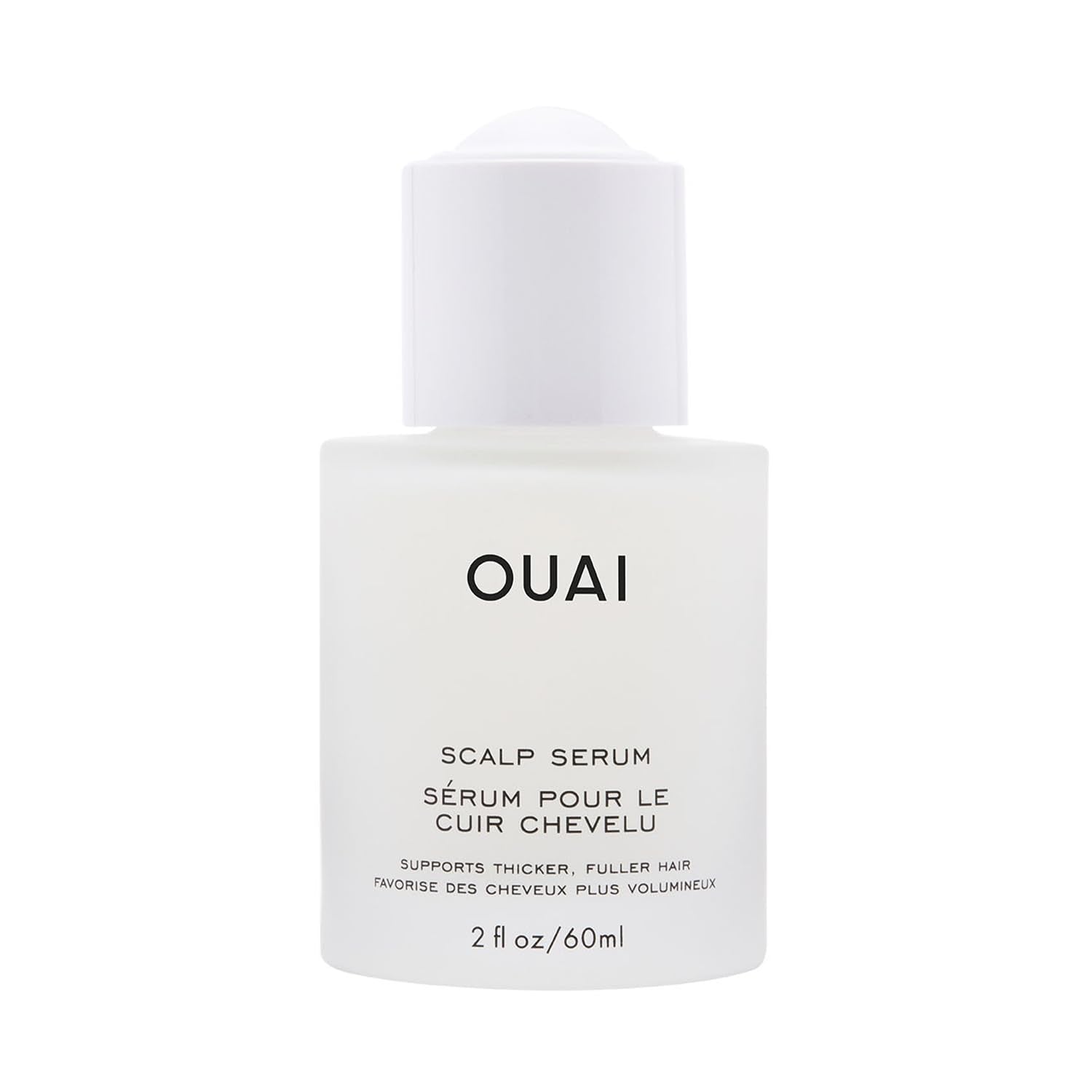OUAI scalp serum bottle on a white background