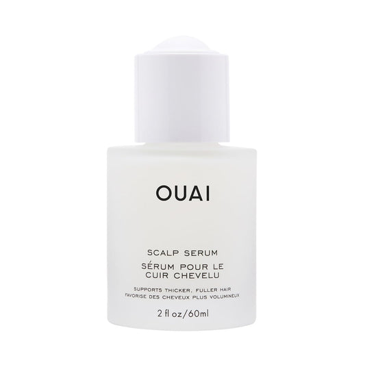 OUAI scalp serum bottle on a white background
