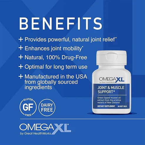 OmegaXL Joint Support Supplement – Natural Green-Lipped Mussel Oil for Joint, Muscle &amp; Mobility Health (60 Softgels)