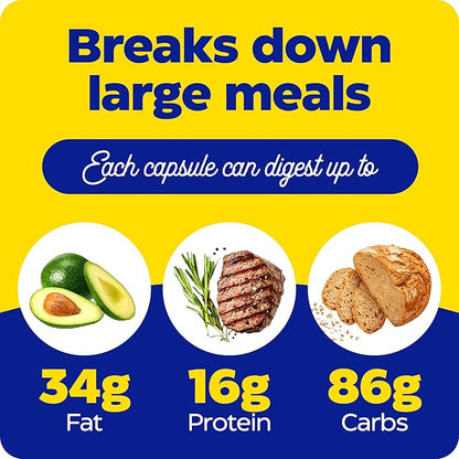 Product packaging with nutritional information on a yellow and blue background