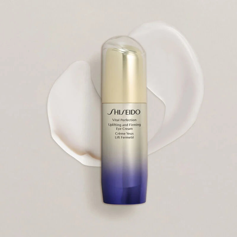 Top view of Shiseido eye cream texture and bottle