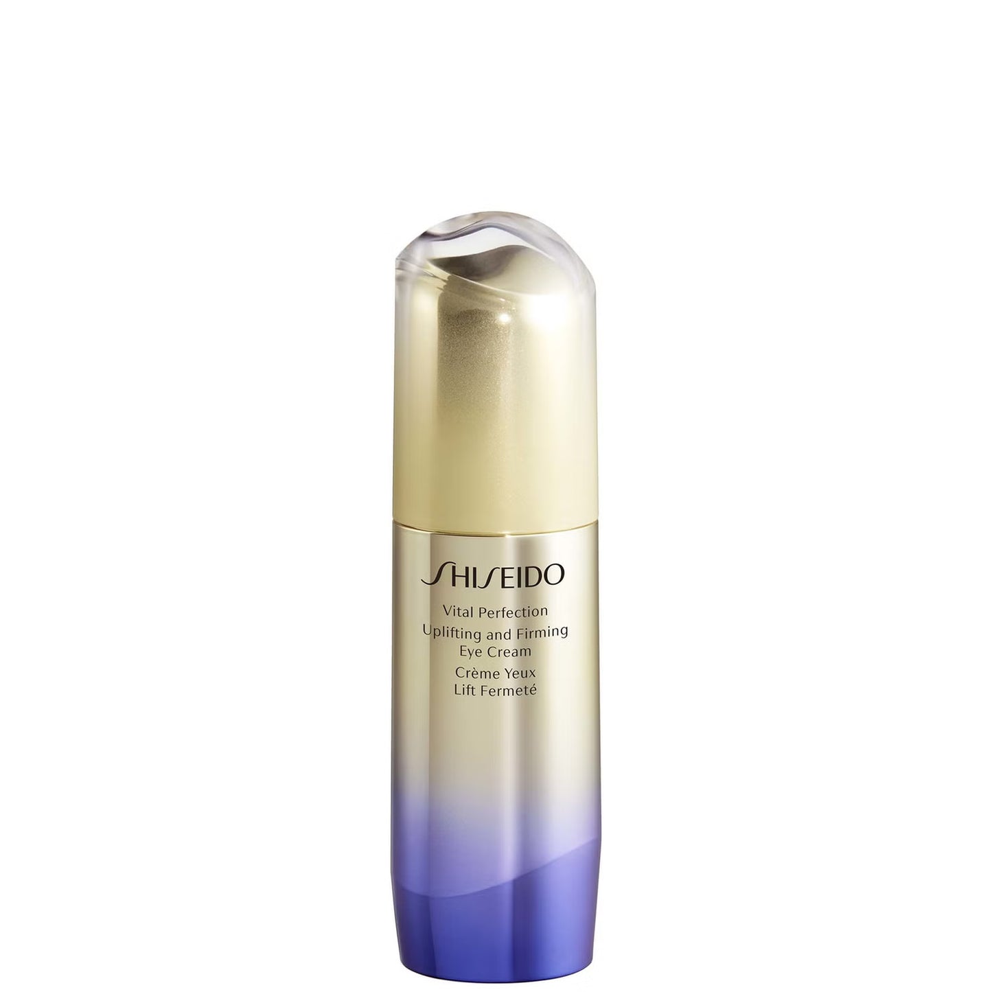 Shiseido eye cream bottle with gradient design on a white background