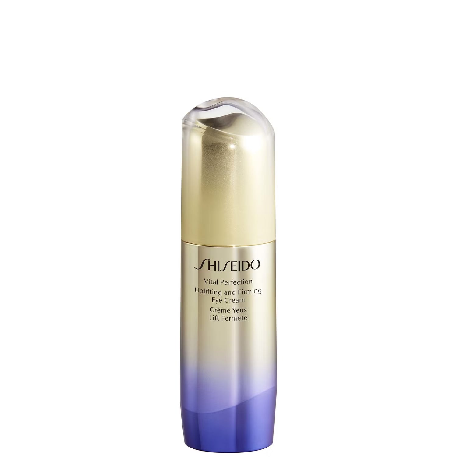 Shiseido eye cream bottle with gradient design on a white background