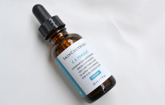 SkinCeuticals CE Ferulic bottle with dropper on a light background