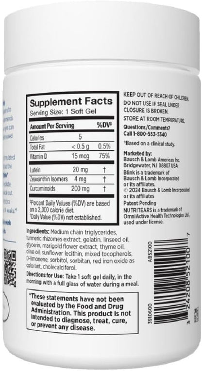 Supplement container with label showing 'Supplement Facts' and 'Ingredients' sections.