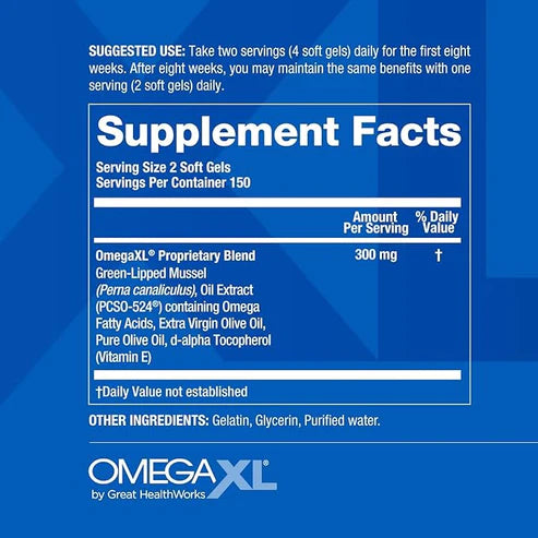 OmegaXL Joint Support Supplement – Natural Green-Lipped Mussel Oil for Joint, Muscle &amp; Mobility Health (60 Softgels)